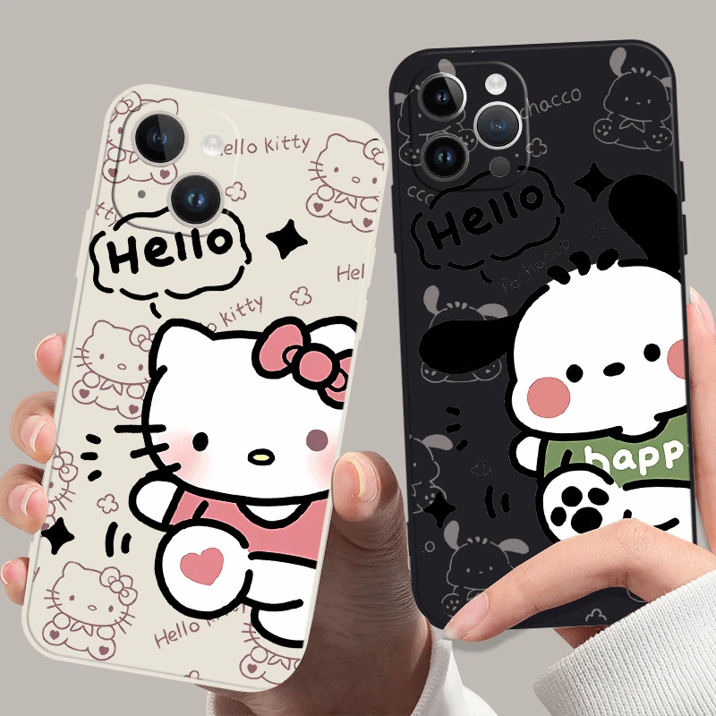 打招呼Kitty卡通情侣手机壳适用于苹果小米vivo荣耀OPPO华为系列