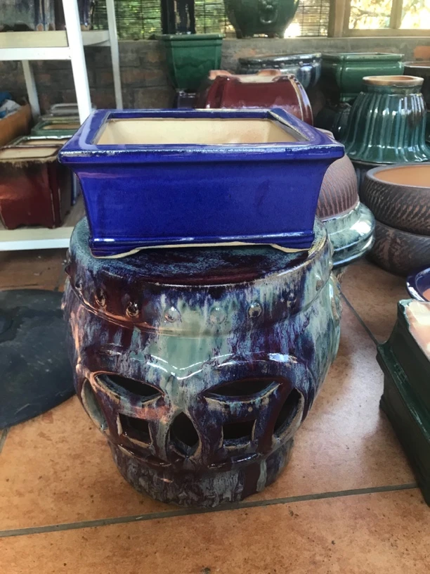 中国风柴烧石湾盆。内长18内宽18内深8高10