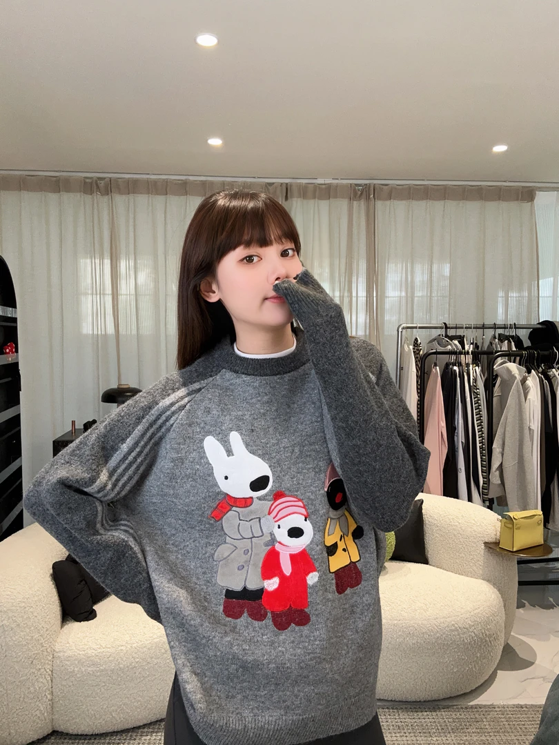 MY-893【兔兔滑雪日】插肩毛衣