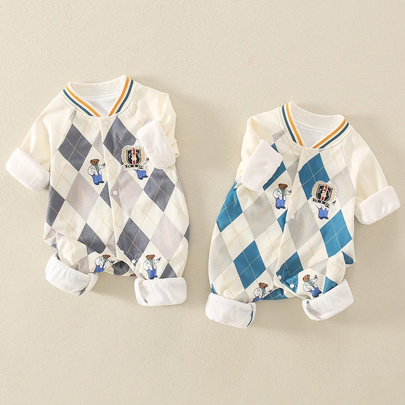 婴儿衣服秋季新生儿双层连体衣宝宝可爱洋气公主哈衣保暖爬服韩版