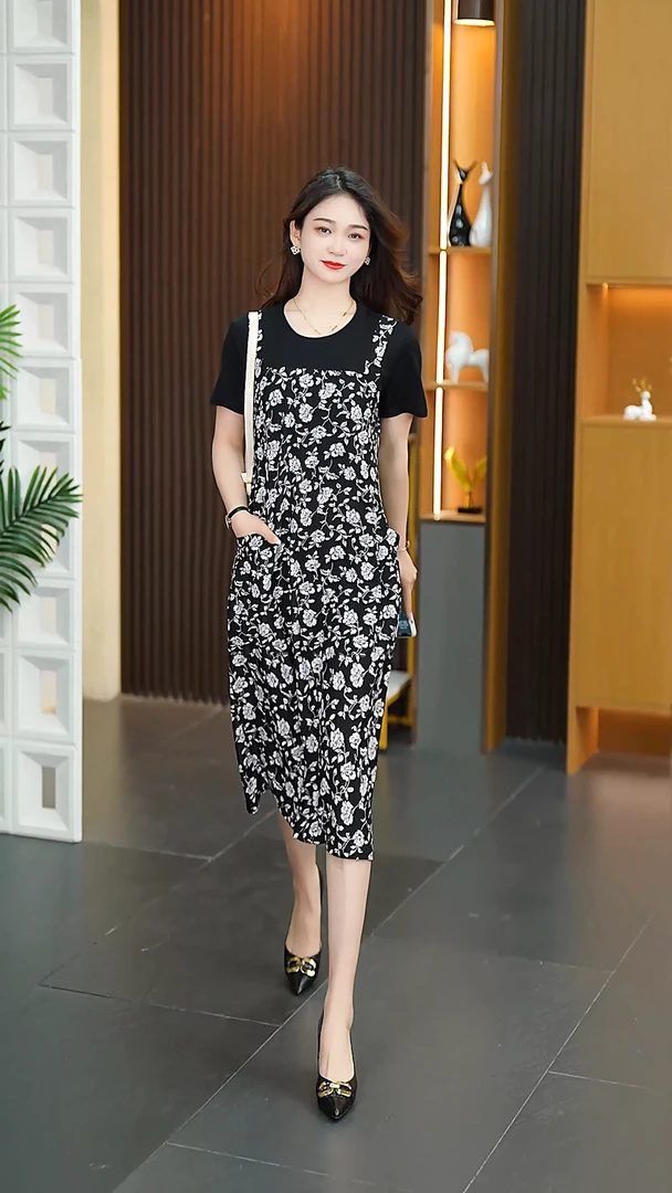 【印花短袖】2024新款春季连衣裙 大码洋气 妈妈裙 显年轻气质