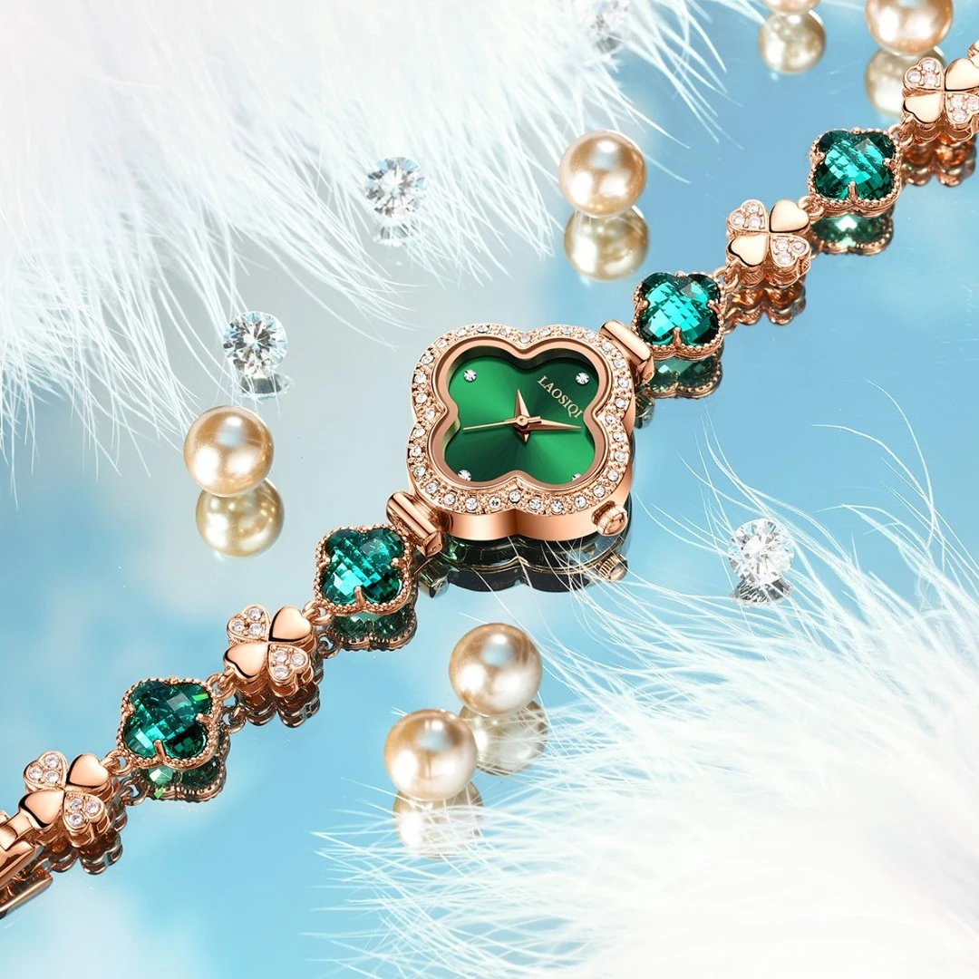 劳思琪【劳思琪】高端女士手表精致链条手表幸运四叶草套装气质