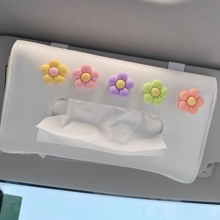 车载内饰创意可爱纸巾盒卡通扶手箱遮阳板抽纸盒挂式汽车用品大全