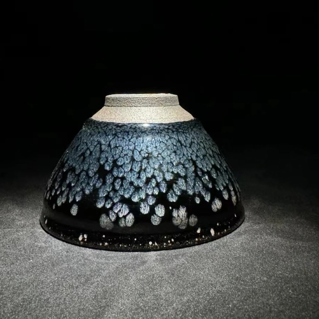 建盏情侣对杯窑变建盏主人杯陶瓷茶杯黑瓷茶盏浮雕油滴主人杯