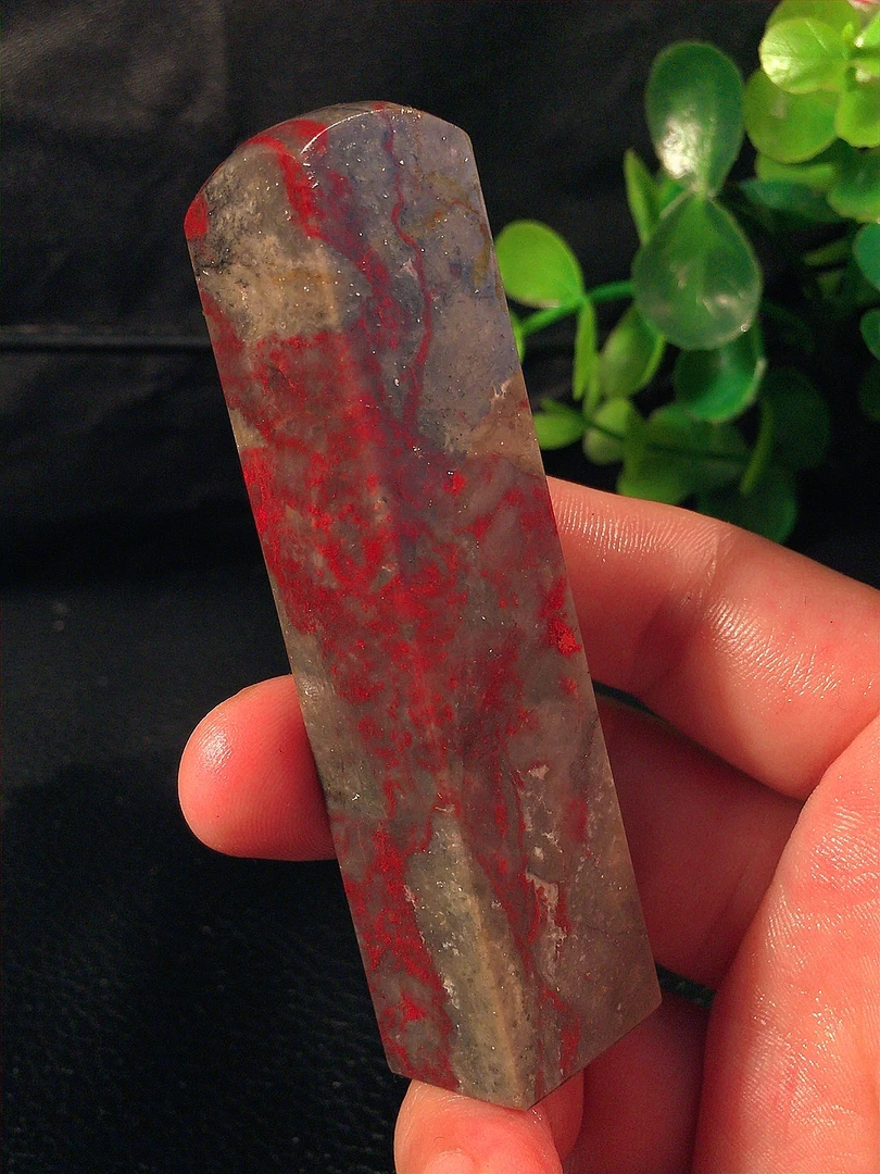 昌化鸡血石印章，牛角冻底，包邮赠礼盒