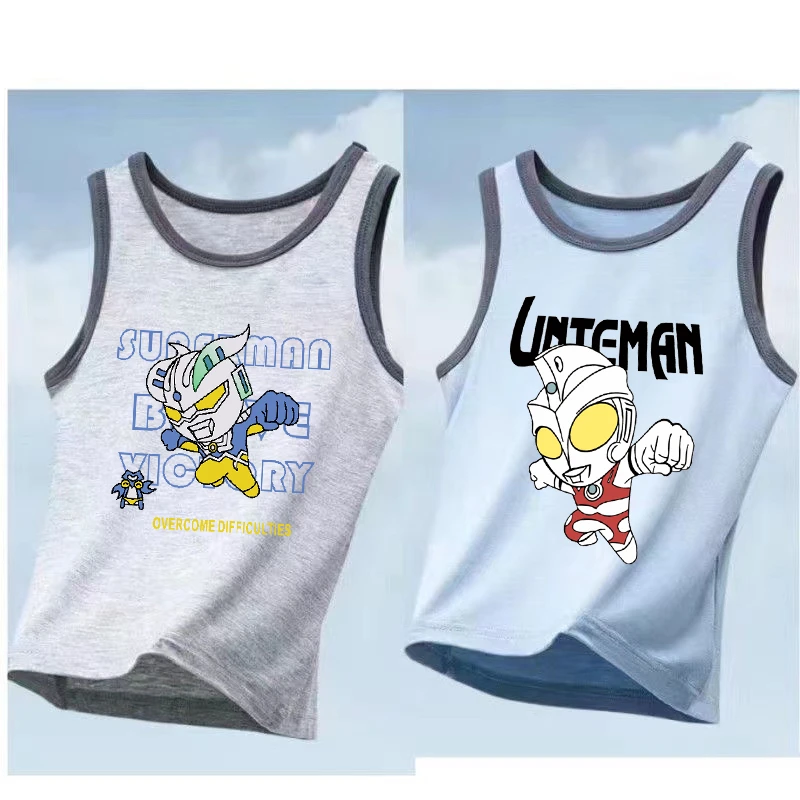 奥特曼清凉背心薄款莫代尔儿童睡衣夏款无袖男孩中大童打底可外穿