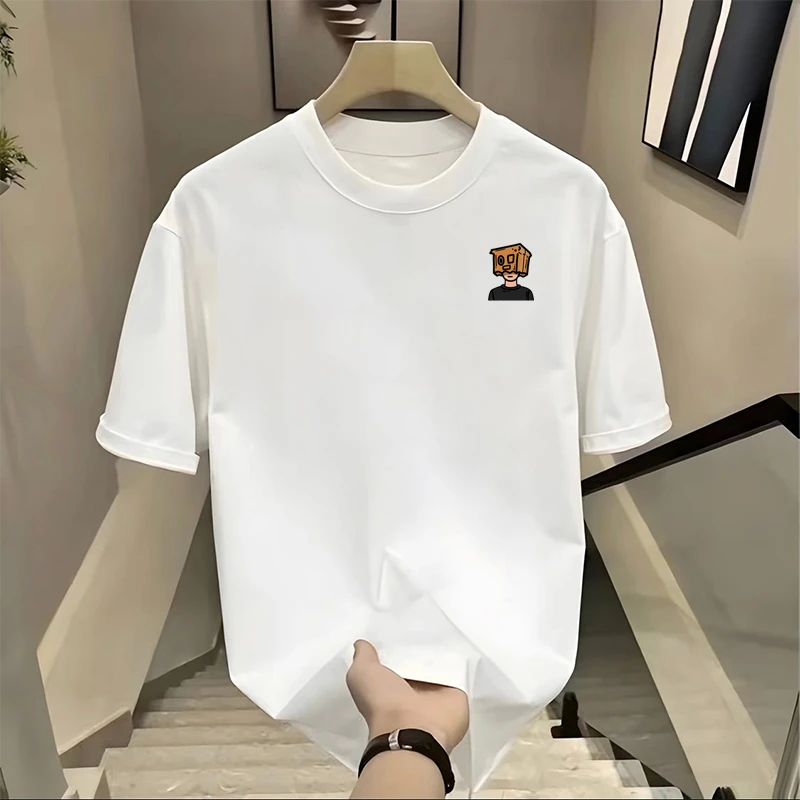 时尚潮流卡通印花t恤男短袖纯棉重磅百搭体恤大码半袖宽松圆领