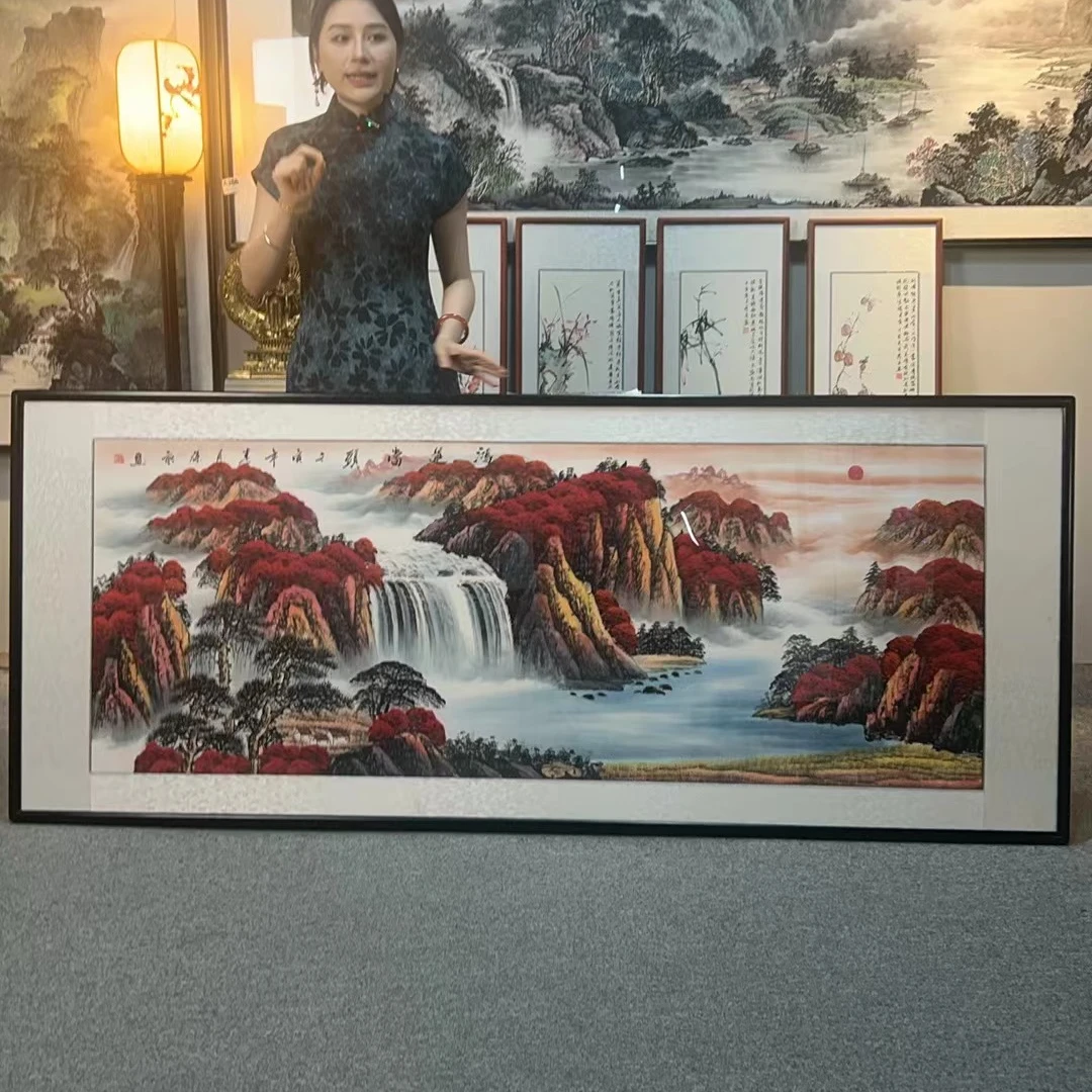 纯手绘-鸿运当天A款278*118新中式国画挂画沙发客厅背景墙装饰画
