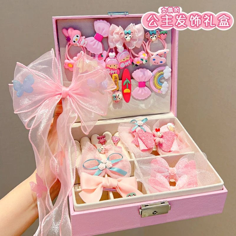2024生日礼物新款女孩发饰套装礼盒发卡头饰首饰盒儿童发夹