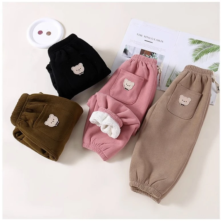 儿童长裤子男童运动裤加绒加厚女童休闲裤秋冬季保暖裤宝宝绒裤子