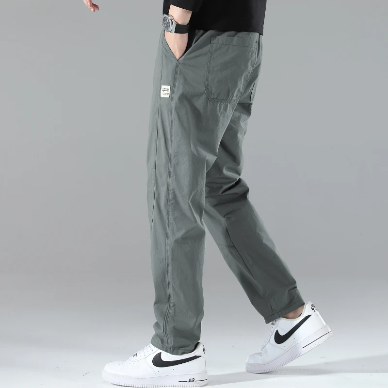 简约休闲裤男春秋季高端潮牌纯棉裤子男款宽松直筒长裤男士百搭