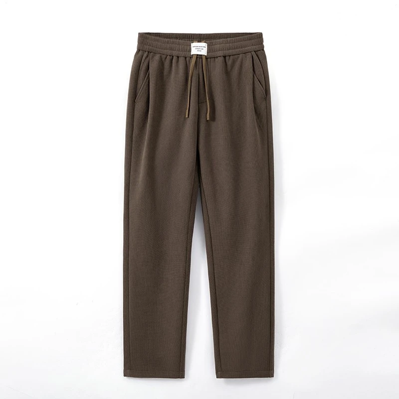 男士休闲直筒长裤纯色宽松舒适百搭卫裤男抽绳男装休闲裤冬季裤子