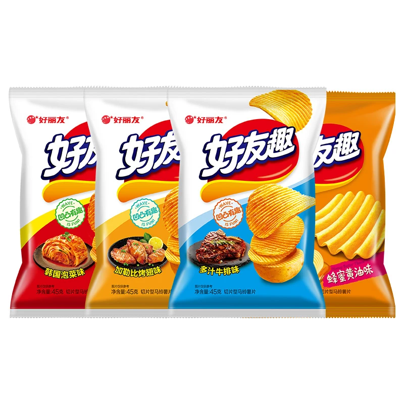 好丽友好友趣厚切大凹凸薯片45g组合薯片膨化休闲食品解馋小零食