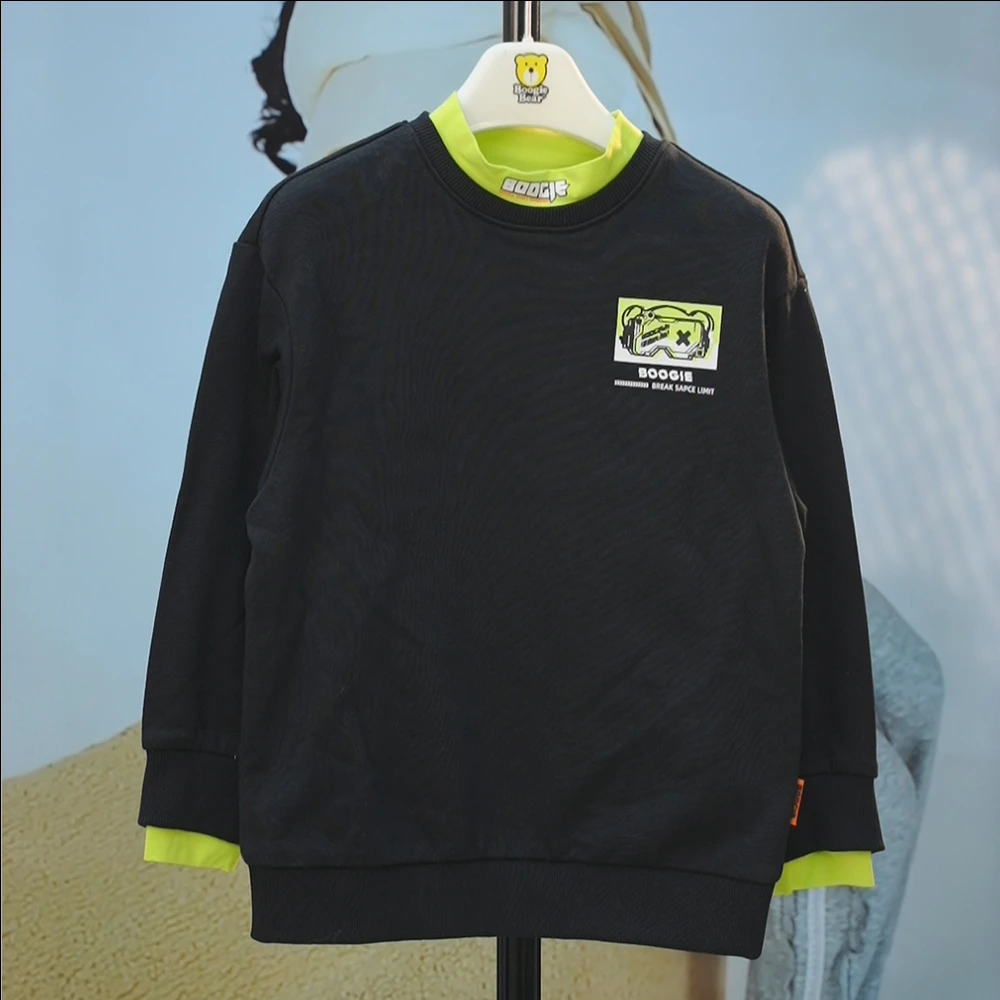 卜吉熊长袖儿童卫衣中大童时尚春秋季圆领长袖男童休闲百搭春季