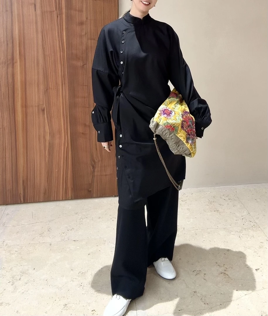 SAMUEL GUÌ YANG斜襟款长袖连衣裙
