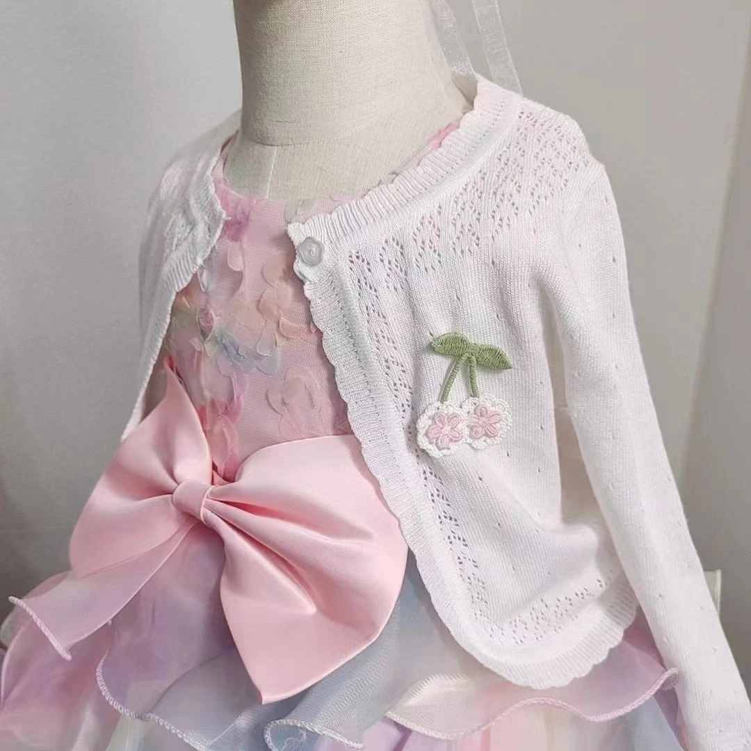 女童婴儿薄款针织坎肩开衫宝宝夏季镂空搭裙儿童披肩防晒空调外套