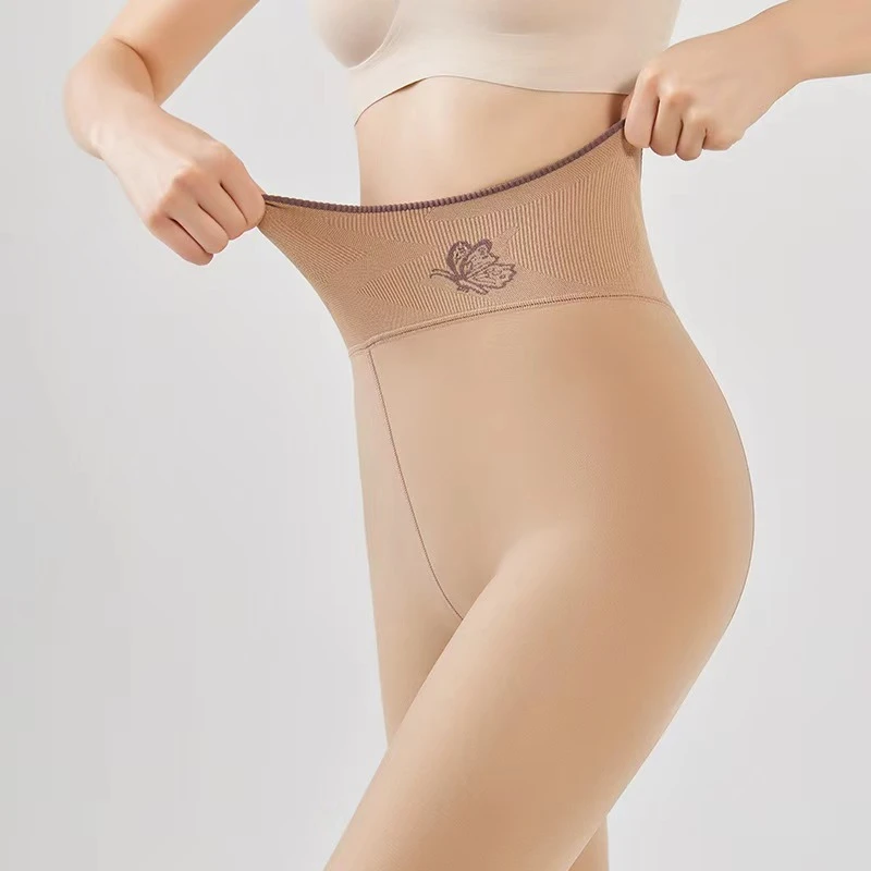 女士秋冬一体蝴蝶水光袜肤色自然光腿神器薄绒加厚加绒保暖打底裤