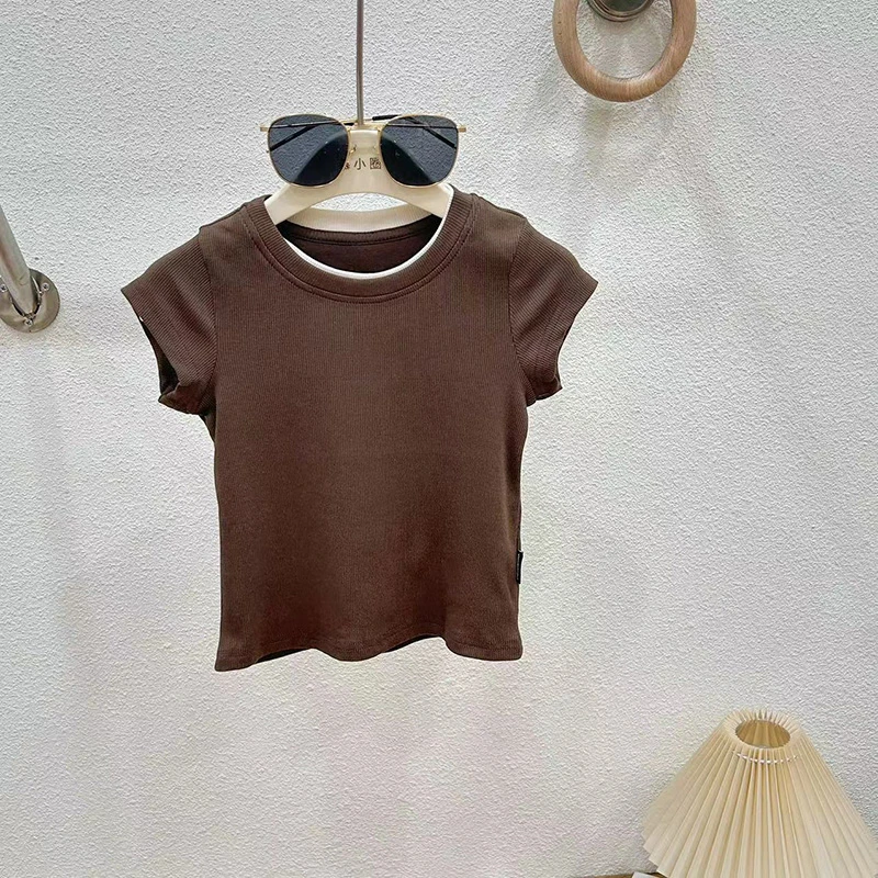 2024夏装新款女童中大童女孩儿童T恤百搭上衣洋气短袖打底衫夏款
