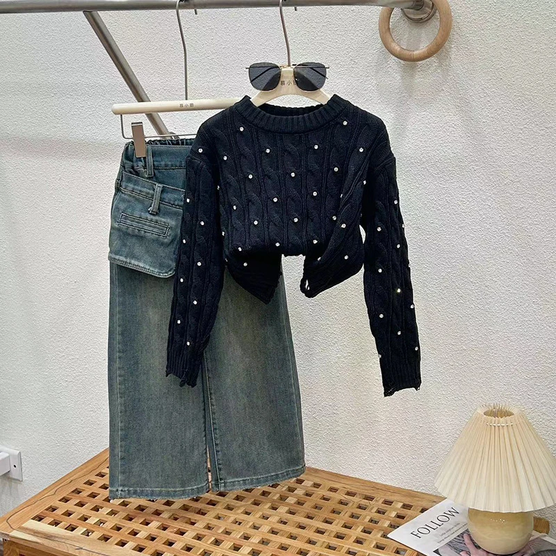 女童春季套装2025新款儿童牛仔裤两件套秋款女孩大童时髦洋气童装