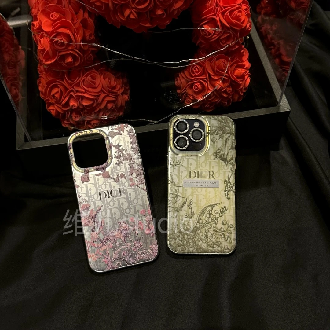 【烫银系列】樱花粉藤蔓绿iPhone13promax女12苹果11手机壳14plus