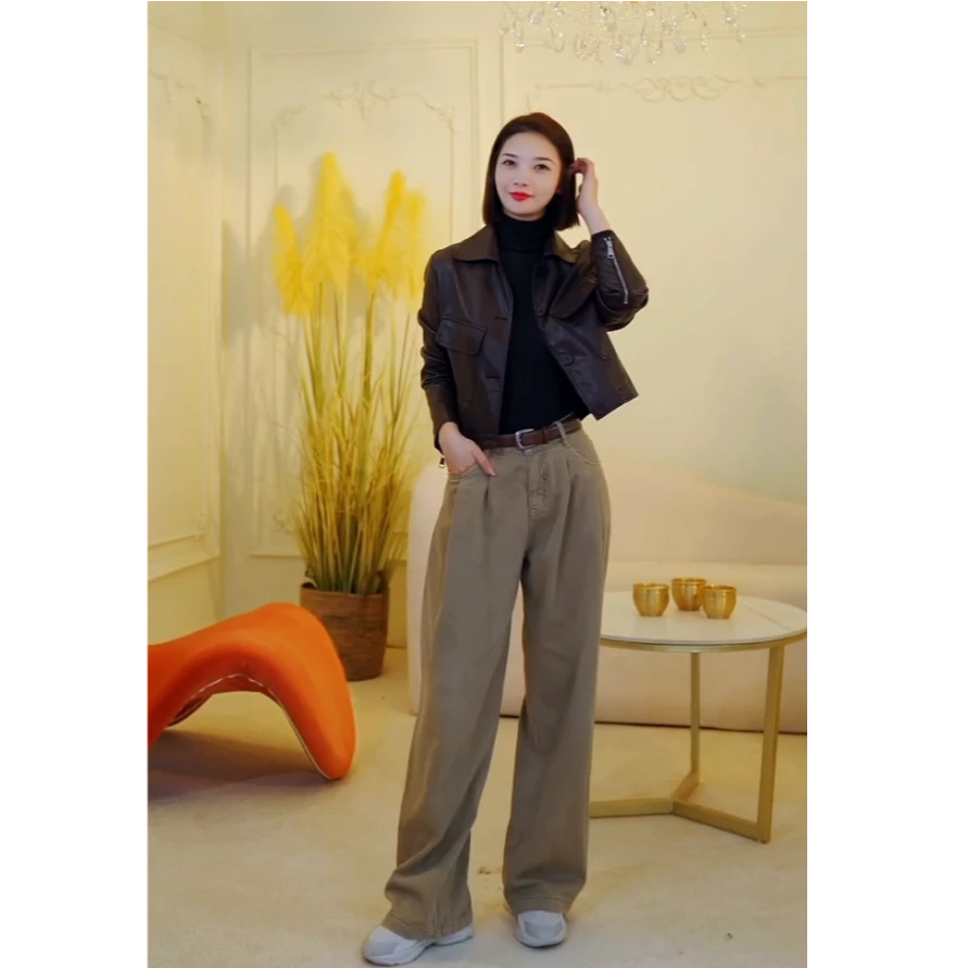 【乐乐专属】加绒绵羊皮衣女韩版宽松皮休闲夹克小外套LG