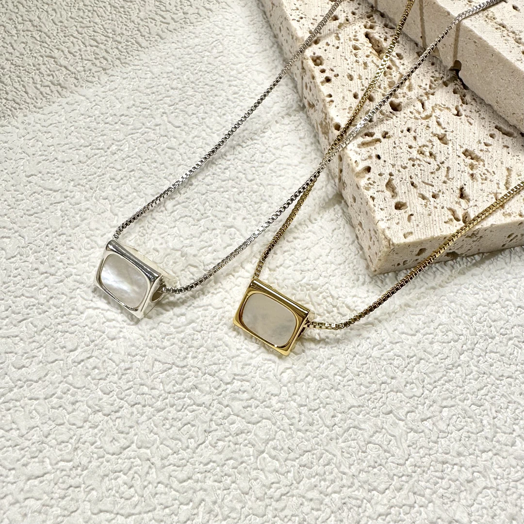 铜合金项链 【蜜思李】简约几何白贝项链百搭时尚
