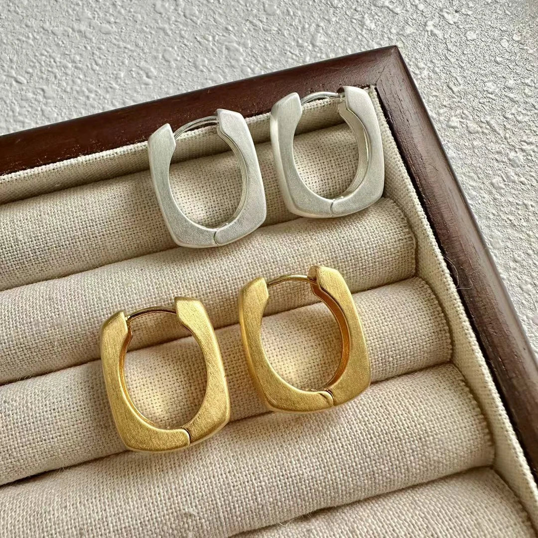 铜合金耳饰 金属方形拉丝耳环 百搭 时尚 气质 个性 ins628