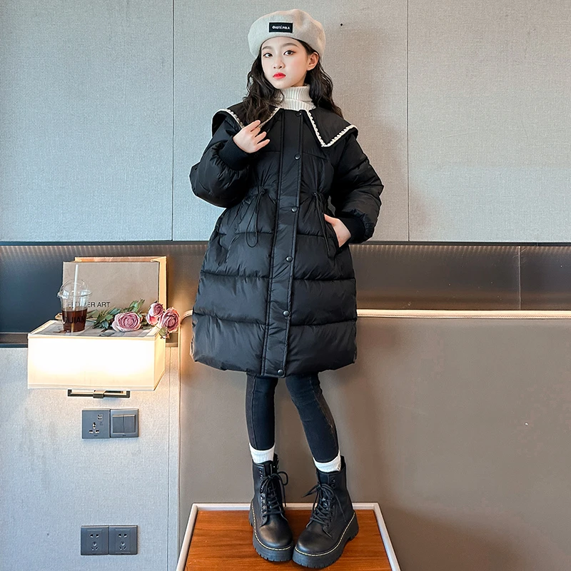 女童棉服中长款冬装2024新款洋气中大儿童韩版棉衣外套上衣棉袄潮
