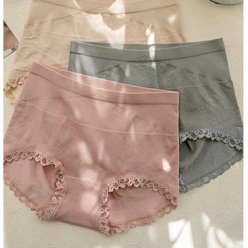 内裤女士大码中高腰3D蜜桃臀蜂巢新款莫代尔底裆胖mm收腹三角短裤