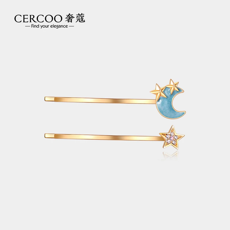 Cercoo/奢蔻星星月亮侧边夹对夹可爱日系韩国一字夹