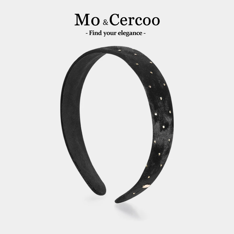Cercoo/奢蔻手工微镶水晶黑色丝绒发箍2023年新款时尚发卡头箍