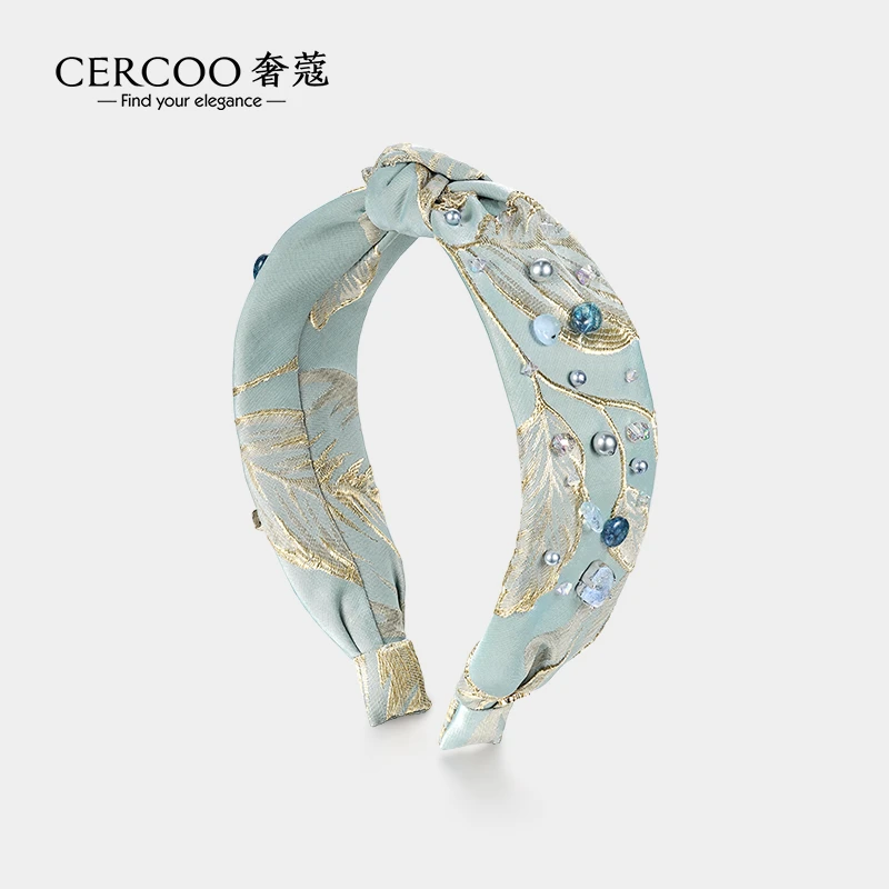 Cercoo/奢蔻绮梦微澜手工微镶布艺宽边发箍百搭外出头箍发卡发饰