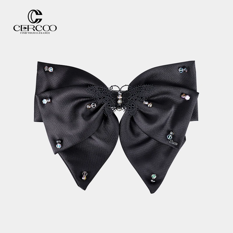 Cercoo/奢蔻玉带凤蝶蝴蝶结一字弹簧夹高级感发夹后脑勺头饰发卡