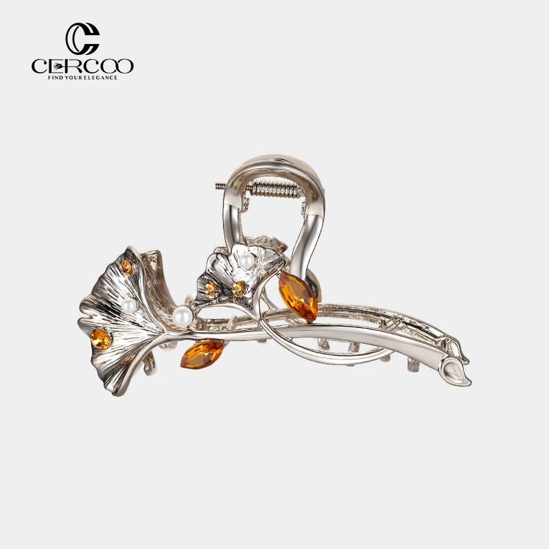 Cercoo/奢蔻一叶知秋手工纹理抓夹高级感发抓鲨鱼夹轻奢夹子发夹