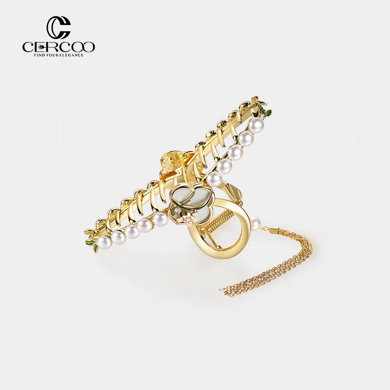 Cercoo/奢蔻玉棠园滴油抓夹发夹发卡后脑勺新中式国风鲨鱼夹流苏