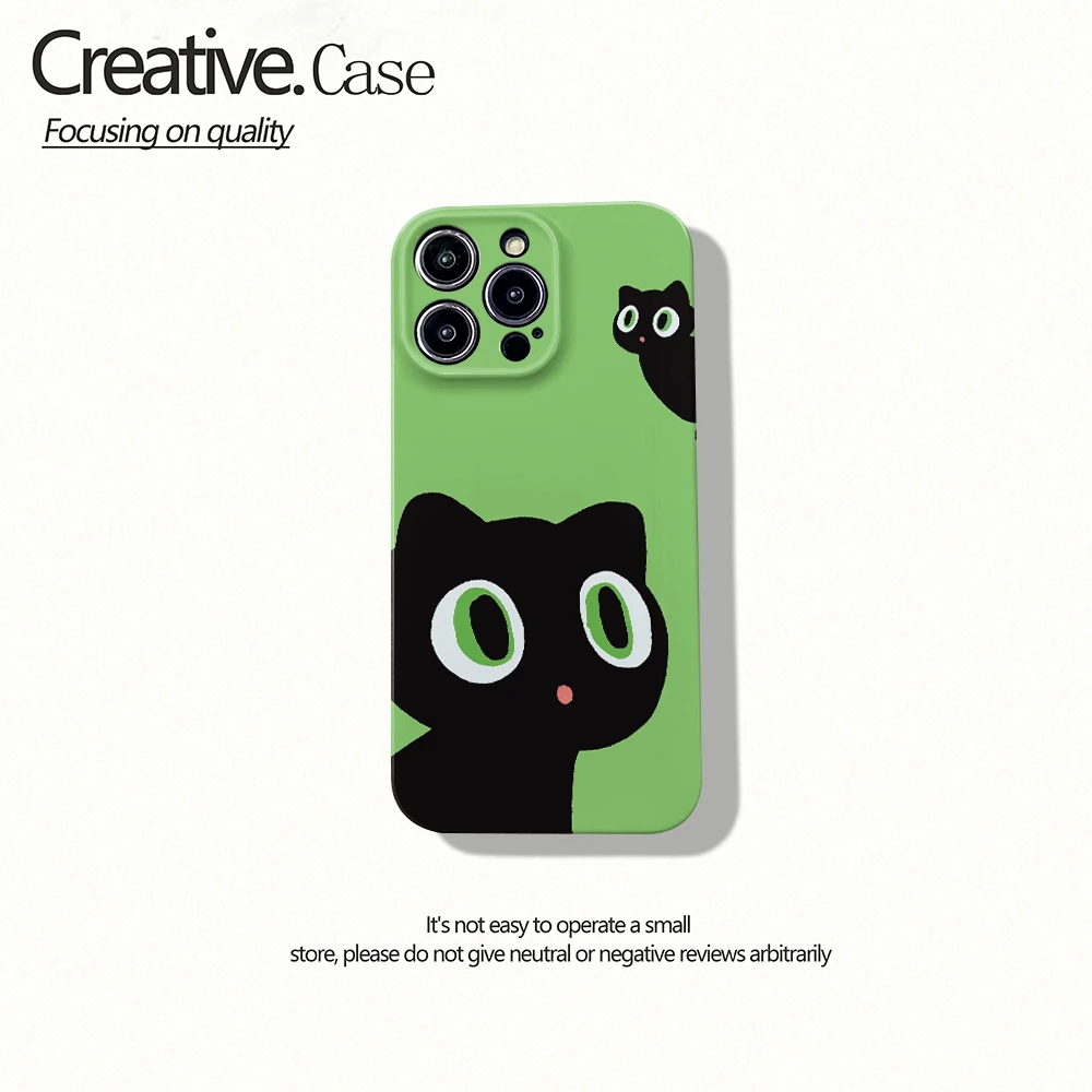 奶绿小黑猫菲林软/硬壳适用于苹果/华为/oppo/vivo/小米/一加/