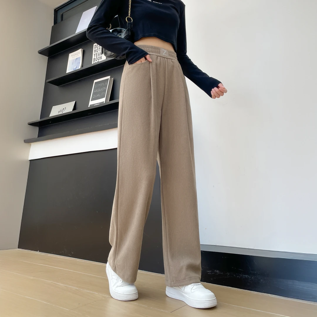 秋冬新款显瘦窄版阔腿裤女韩版高腰百搭垂感宽松休闲