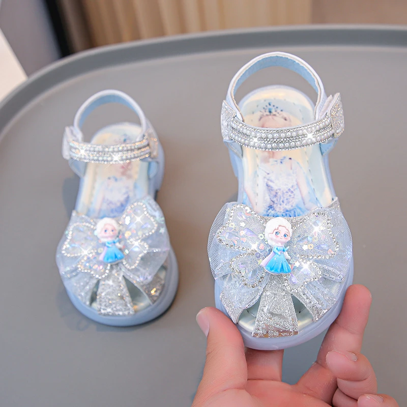 女童2024夏季新款公主时尚水晶小女孩防滑沙滩凉鞋宝宝包头小童鞋
