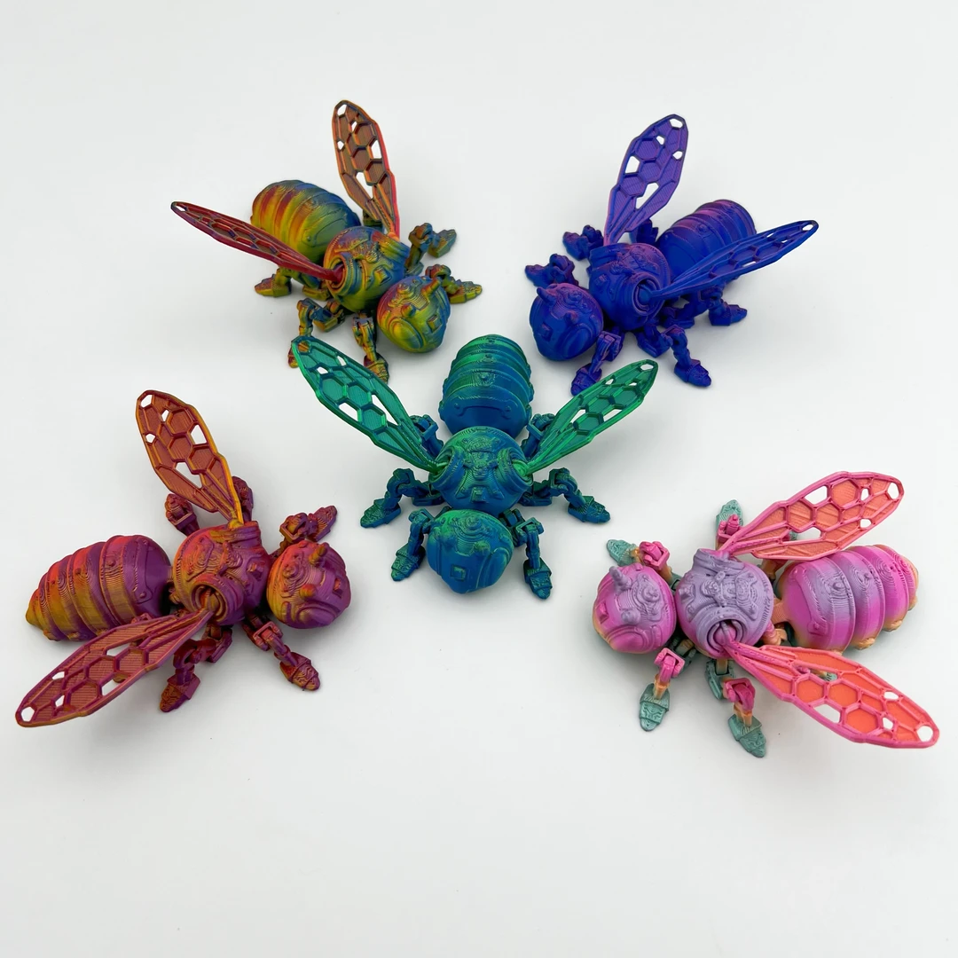 3D打印赛博机械蜜蜂一体关节可动玩具昆虫模型摆件桌面装饰礼物