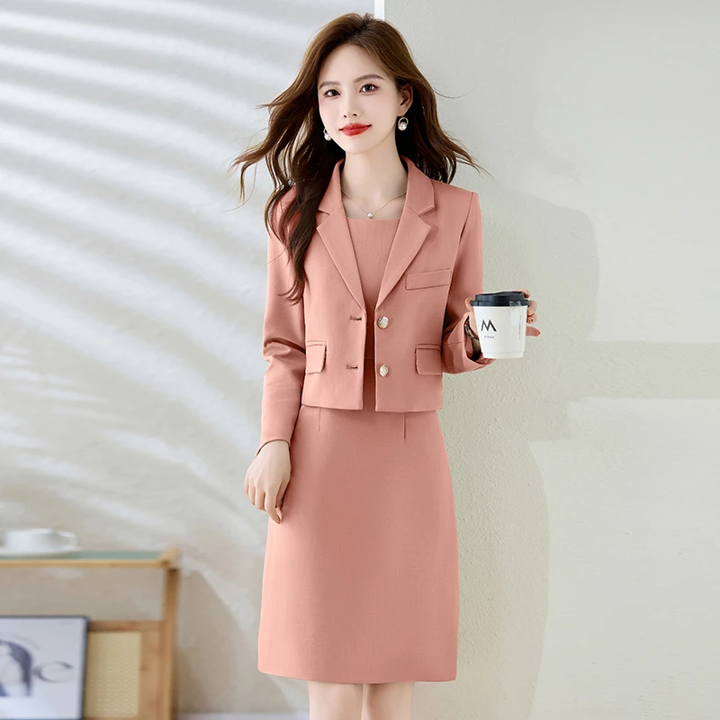 【连衣裙】高档职业装轻奢西装连衣裙两件套M-2XL