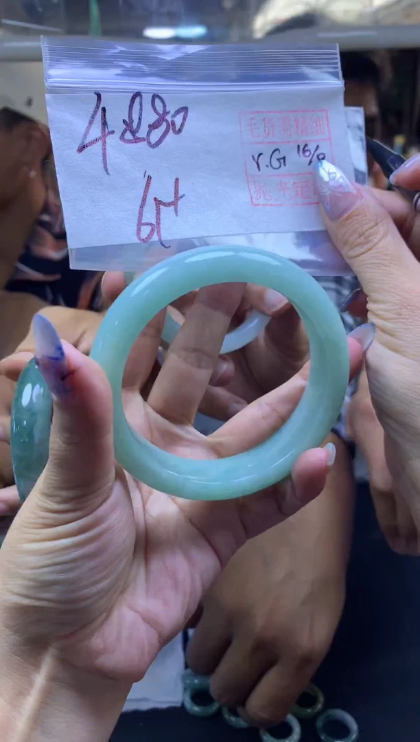 【闪购商品】定制翡翠未镶嵌手镯4880元61+#毛货需精细抛光