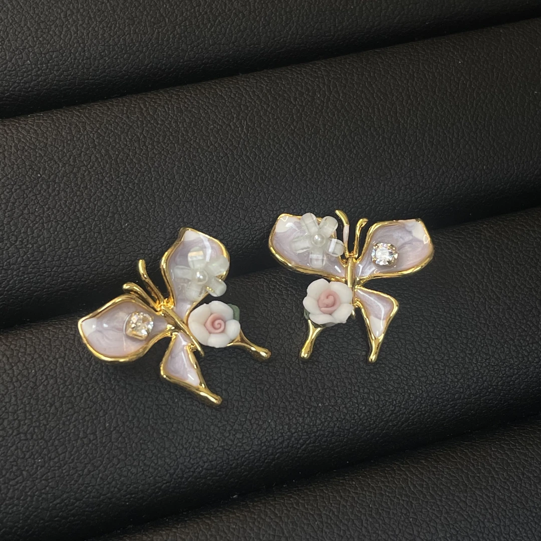 A647【油画系列】耳钉轻奢高级感耳环耳饰品