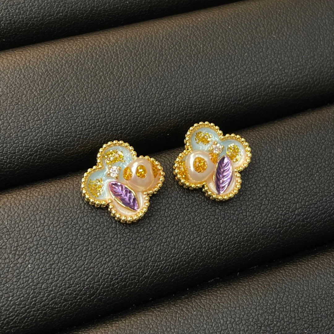 A511【油画系列】耳钉轻奢高级感耳环耳饰品