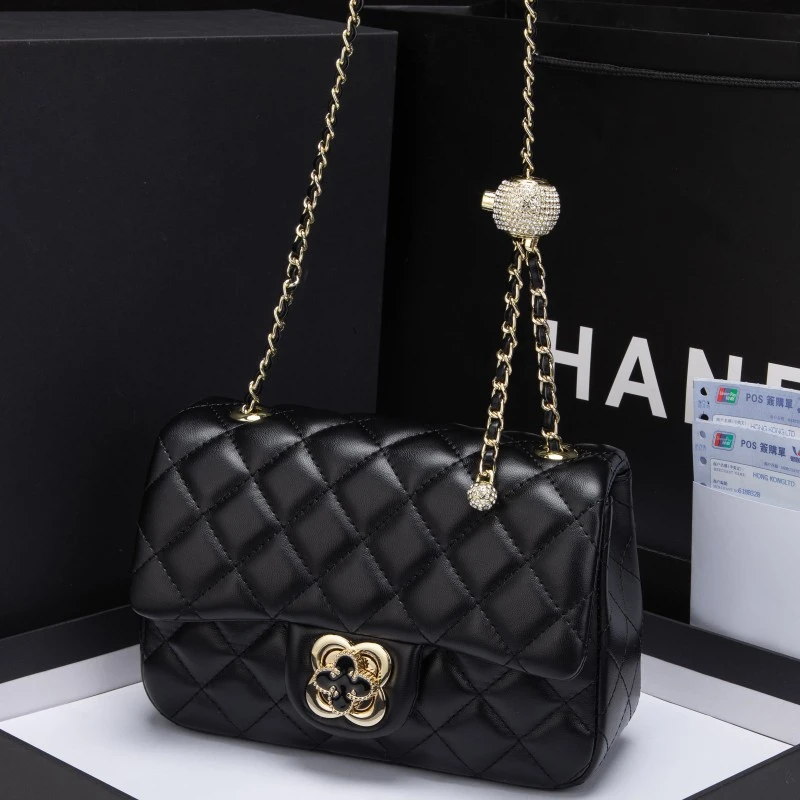 四叶草包包女包小香风时尚百搭单肩小方包菱格链条包单肩斜挎小包