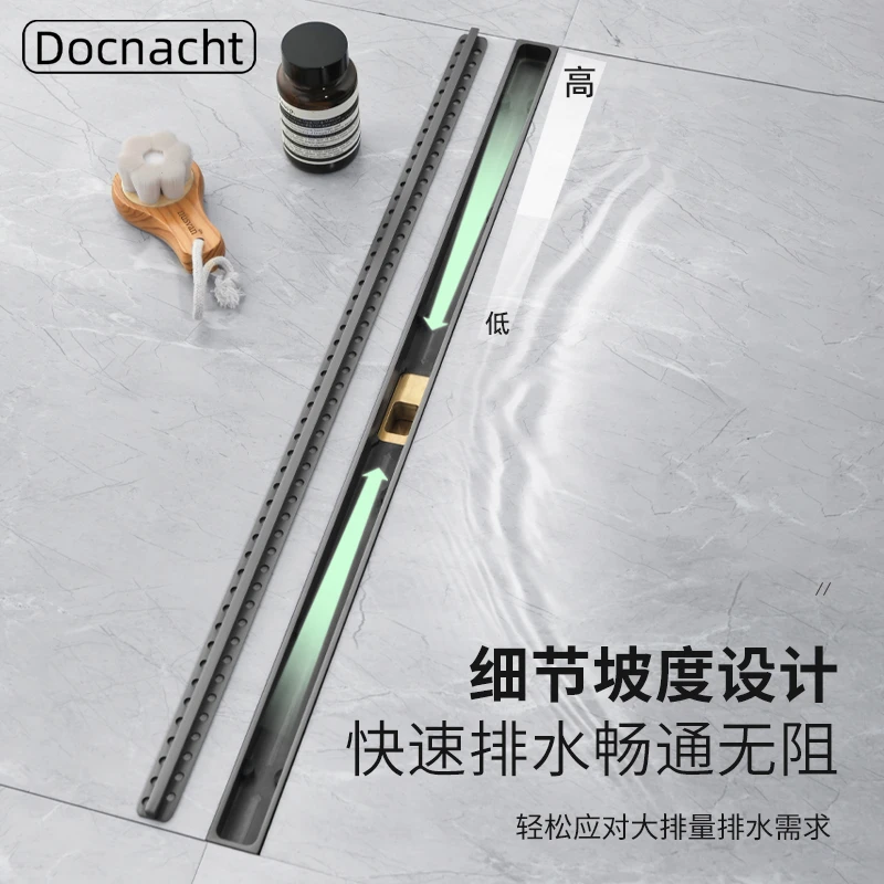杜纳特全铜极窄线性长条型地漏下沉式淋浴房挡水条防臭排水槽定制
