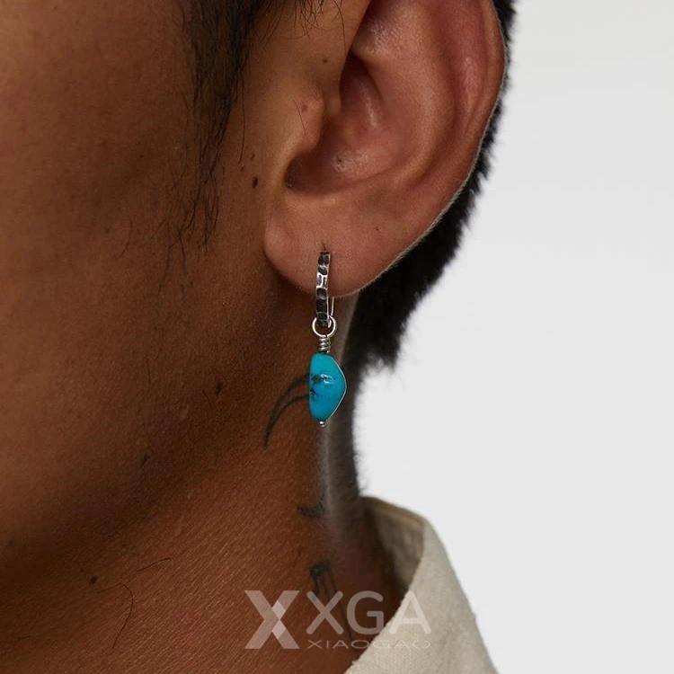 925银耳饰 藏式护魂石西藏复古小众百搭个性冷淡风男女气质耳坠