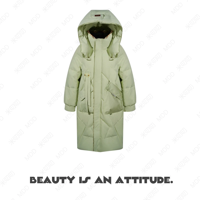 浅绿色高级感羽绒服2023新款中长款小个子加厚羽绒外套显瘦气质