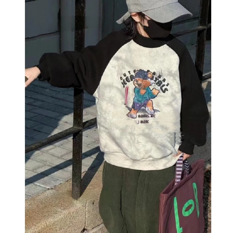 加绒2023新款中大男童洋气潮酷休闲炸街帅气卫衣/KK3340 米色