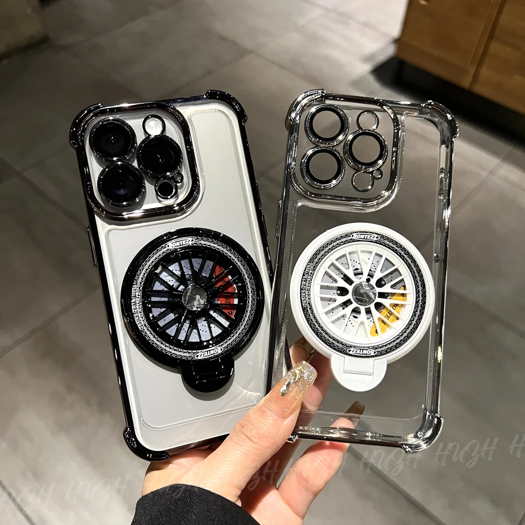 苹果15手机壳14自带镜头膜13透明12promax陀螺磁吸支架11电镀气囊