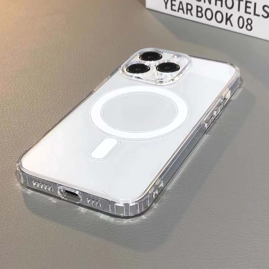 苹果16promax手机壳15新款iPhone14透明13磁吸12亚克力11无线充电